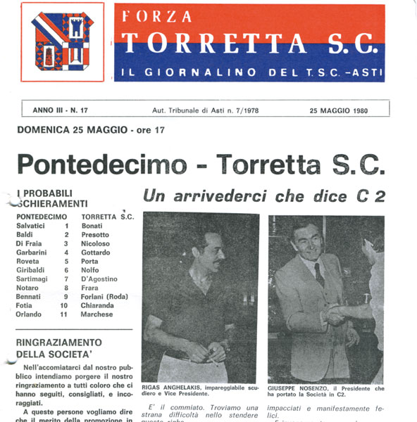 L'edizione del giornalino del Torretta Santa Caterina realizzata in occasione della gara casalinga contro il Pontedecimo