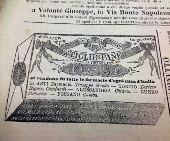 Con i velocipedi nasce il turismo Pubblicità d'epoca pastiglie giornale Il Cittadino Asti