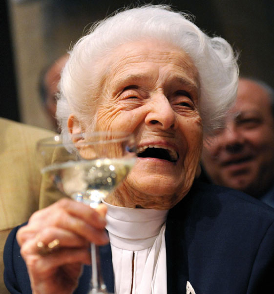 Rita Levi Montalcini alla festa dei 100 anni