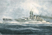 Il marinaio di collina con due salvagenti naufrago della corazzata Roma